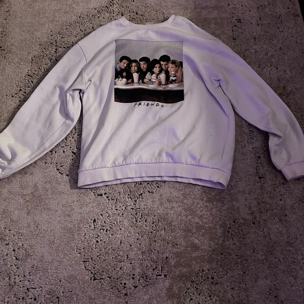 friends white crew neck sweatshirt
